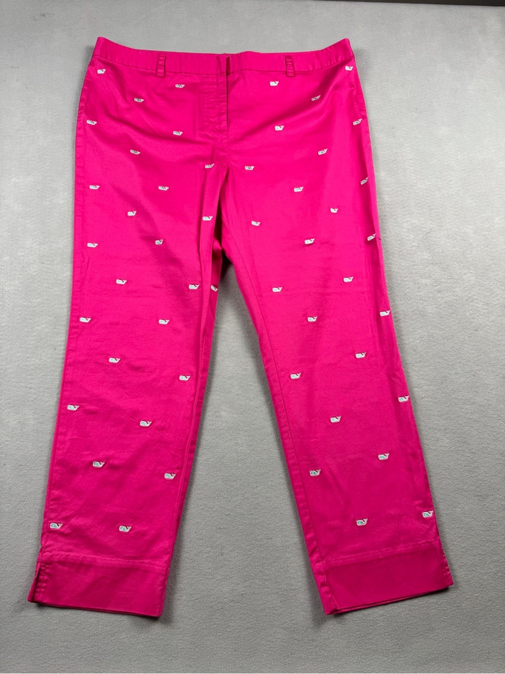 Vineyard Vines Pants Womens Hot Pink All Over Embroidered Whale Logo Size 16